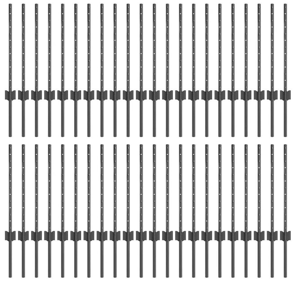 Postes de Cerca Prateados 44 pcs Cinzeto 100 x 0.6 m