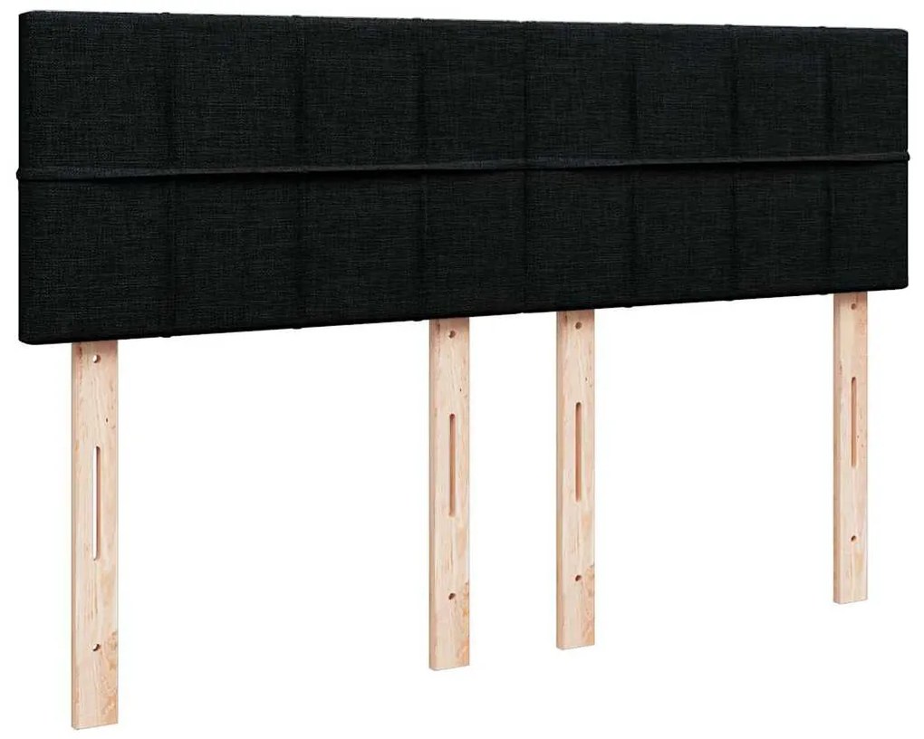 Cama Otomana com Colchão &amp; LEDs Preto 140x200 cm Tecido