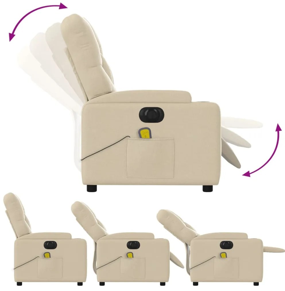 Poltrona de massagens reclinável elétrica tecido creme