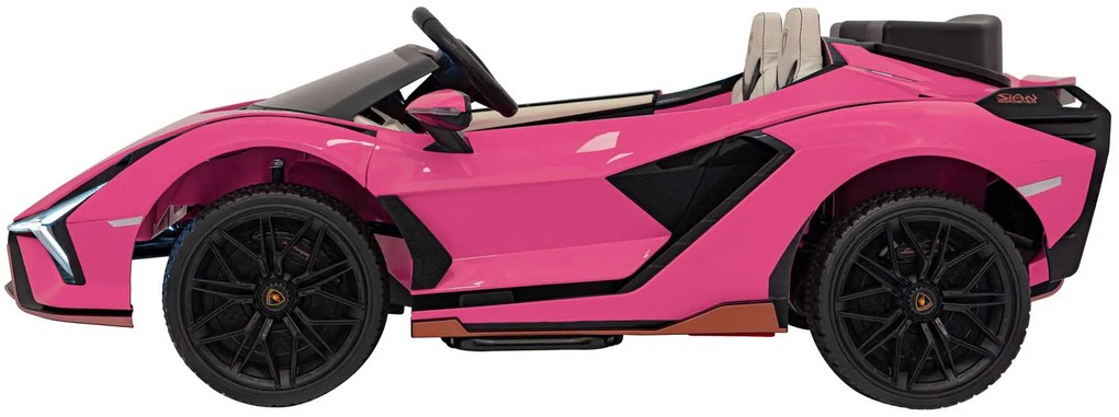 Carro elétrico para Crianças 2 Lugares Lamborghini SIAN 24V 4x4 Rodas Espuma EVA, Assento couro ecológico Rosa