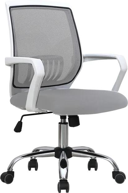 Cadeiras de Escritório Agnel-bgr, Branco, Rede e Tecido Cinza