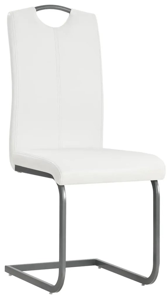 Cadeiras de jantar cantilever 2 pcs couro artificial branco