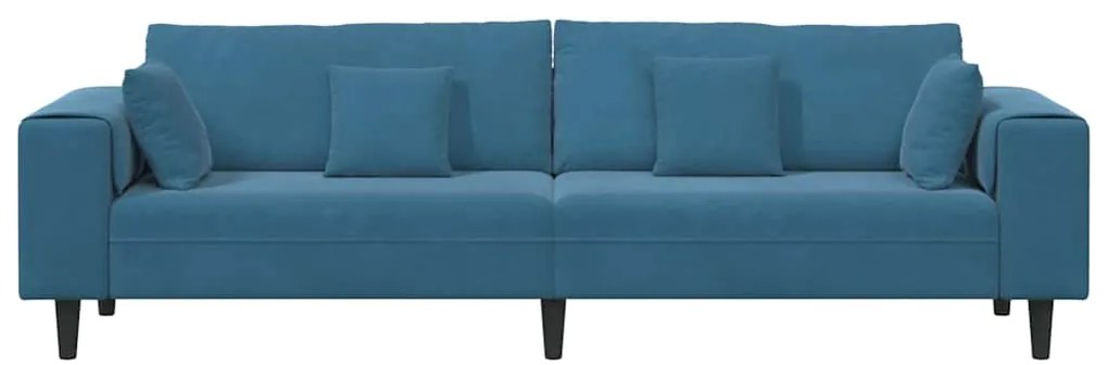 Sofá de Veludo com almofada com travesseiro Azul 208 cm Veludo