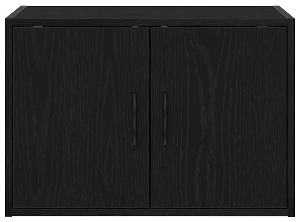 Armário de parede da garagem preto madeira engenheirada