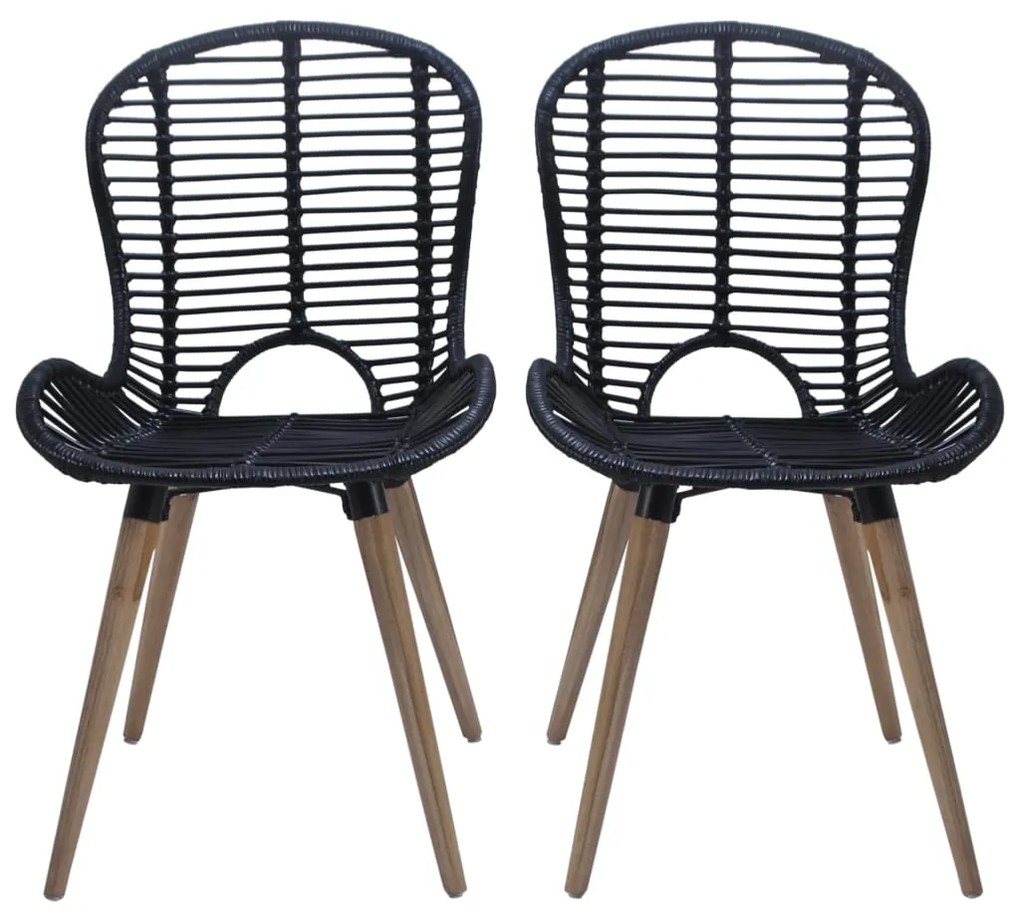 Cadeiras de jantar 4 pcs vime natural preto