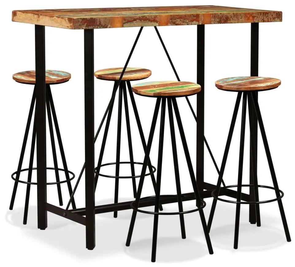 vidaXL Conjunto de bar 5 pcs madeira recuperada maciça
