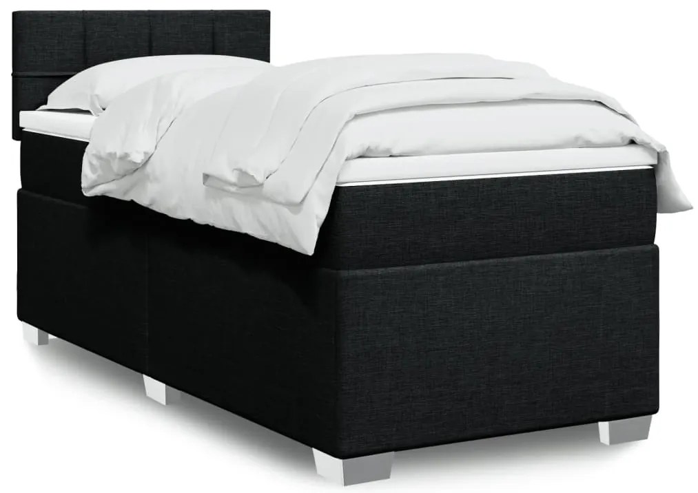 Cama com molas/colchão 90x190 cm tecido preto