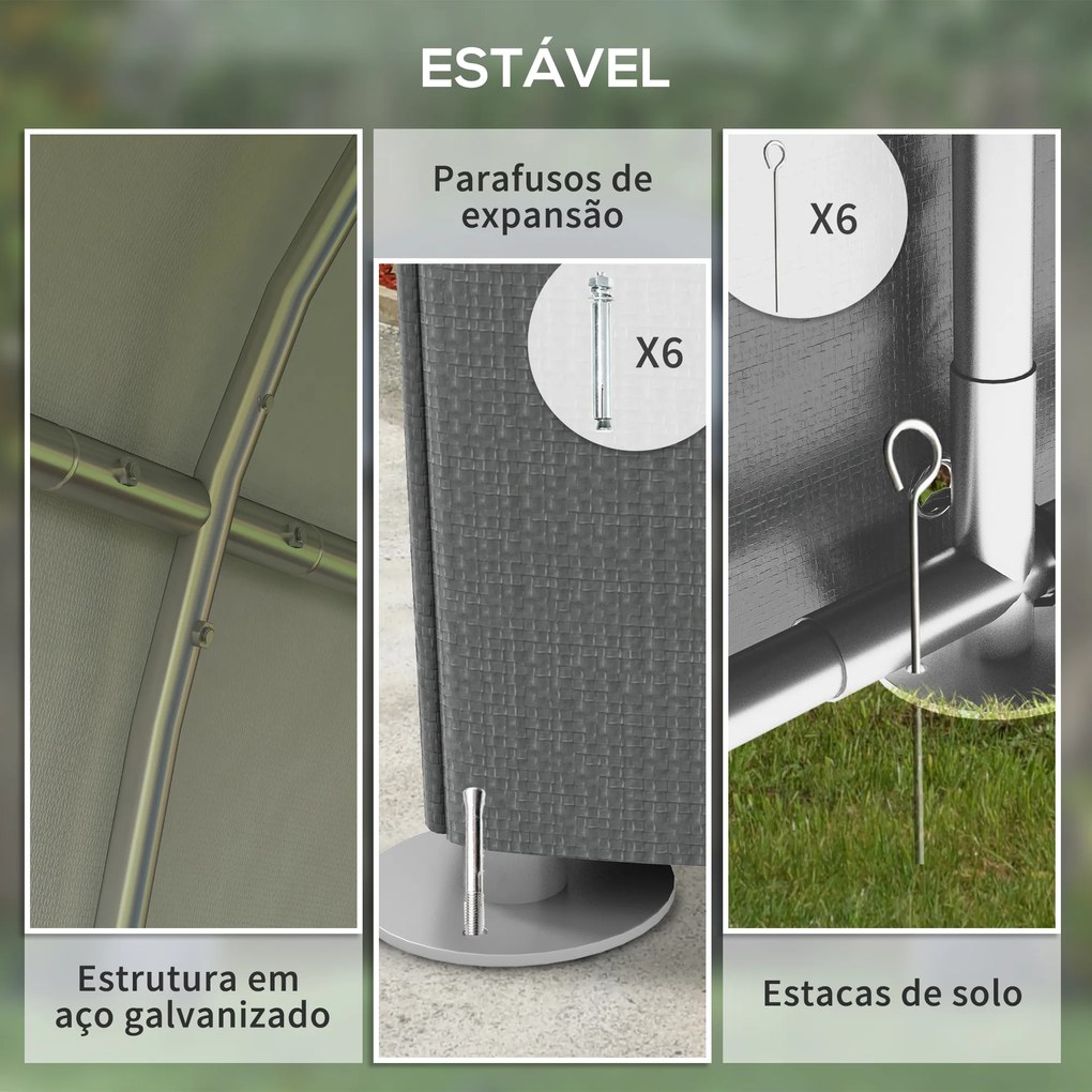 Abrigo jardim para Ferramentas Bicicletas e Motos 1,2x1,8x1,65 m Garagem Portátil com 2 Habitações Cinza Escuro