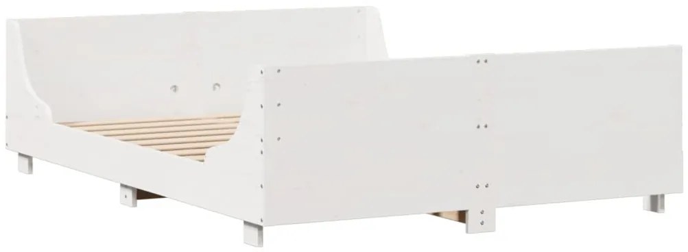 Cama com estante sem colchão 150x200 cm madeira maciça branco