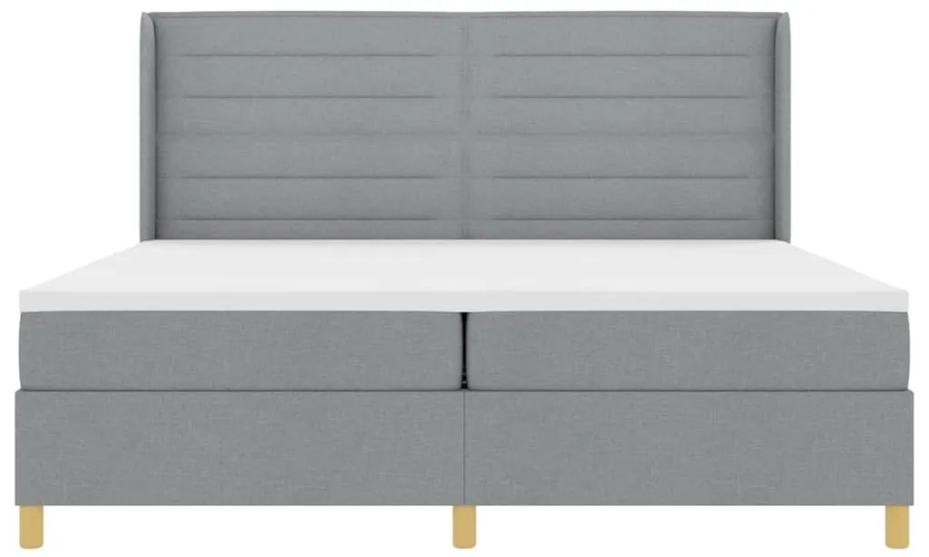 Cama Box Spring vidaXL com Colchão e Luz LED Cinza Claro 200x200 cm Te