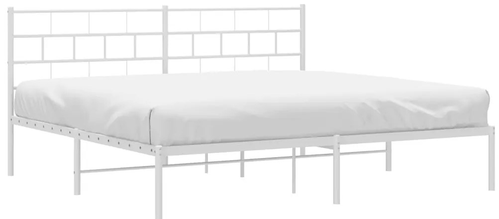 Estrutura de cama com cabeceira 200x200 cm metal branco