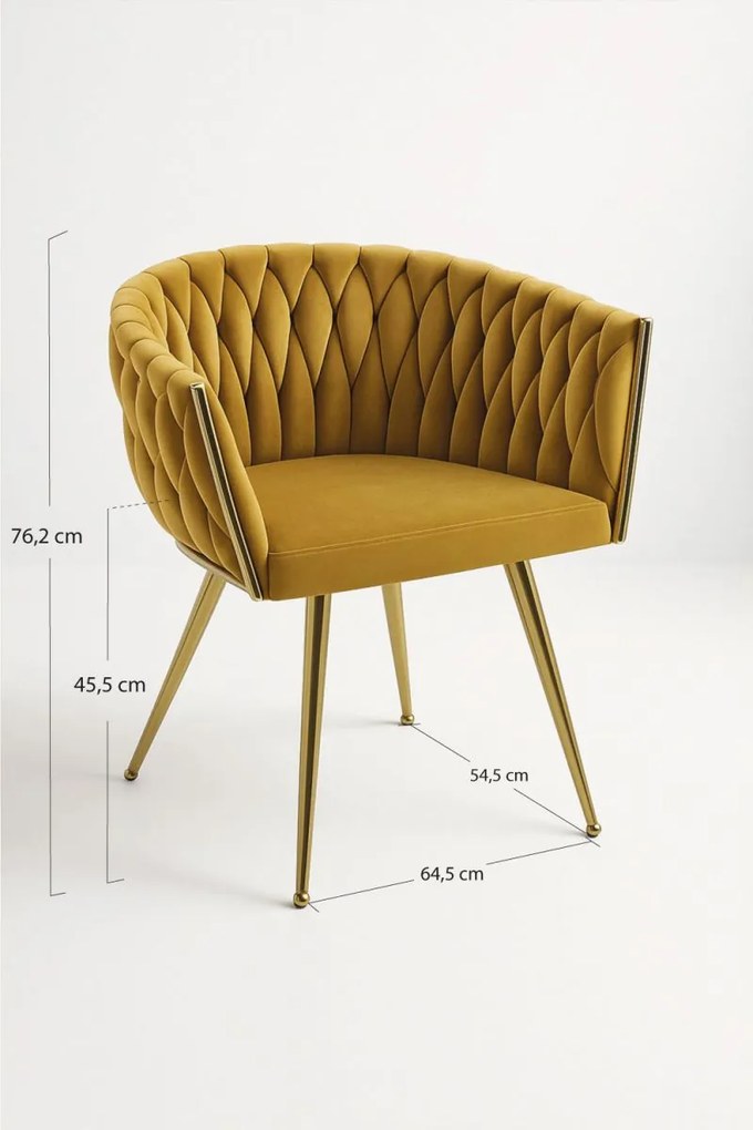 Cadeira Widny Golden Veludo - Mostarda