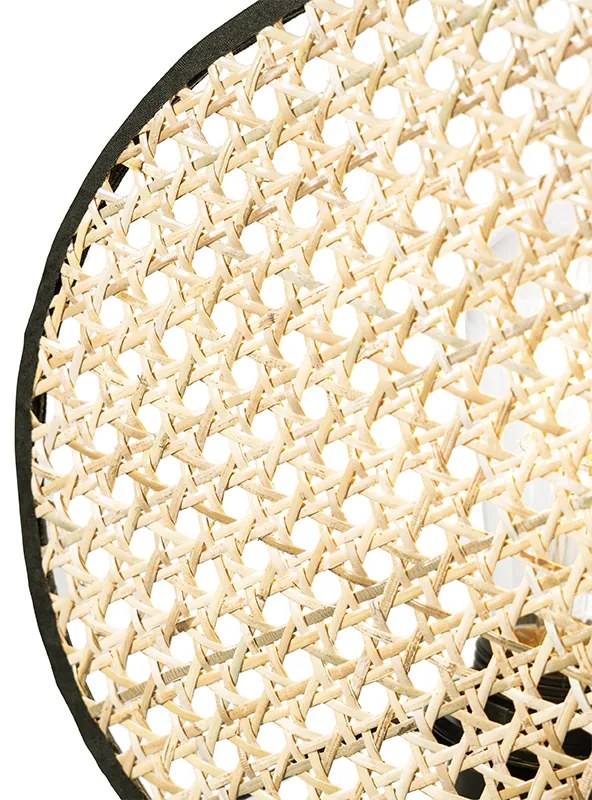 Candeeiro de mesa rústico preto com vime 25 cm - Kata