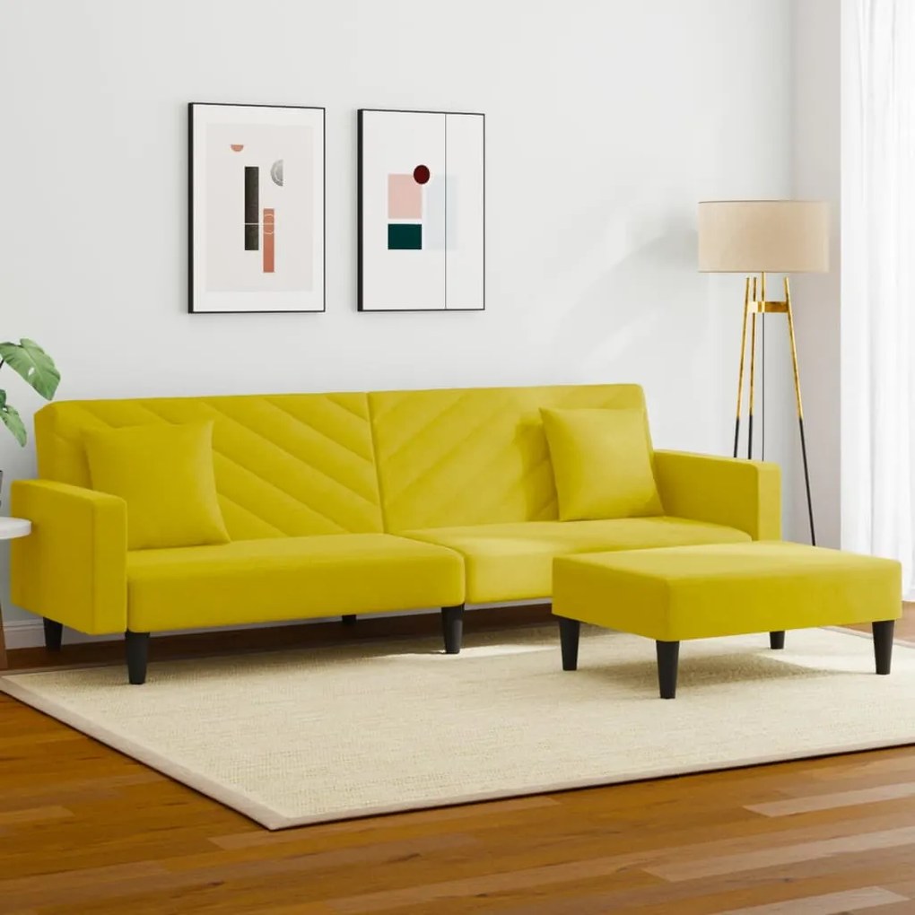 vidaXL 2 pcs conjunto de sofás com almofadas veludo amarelo