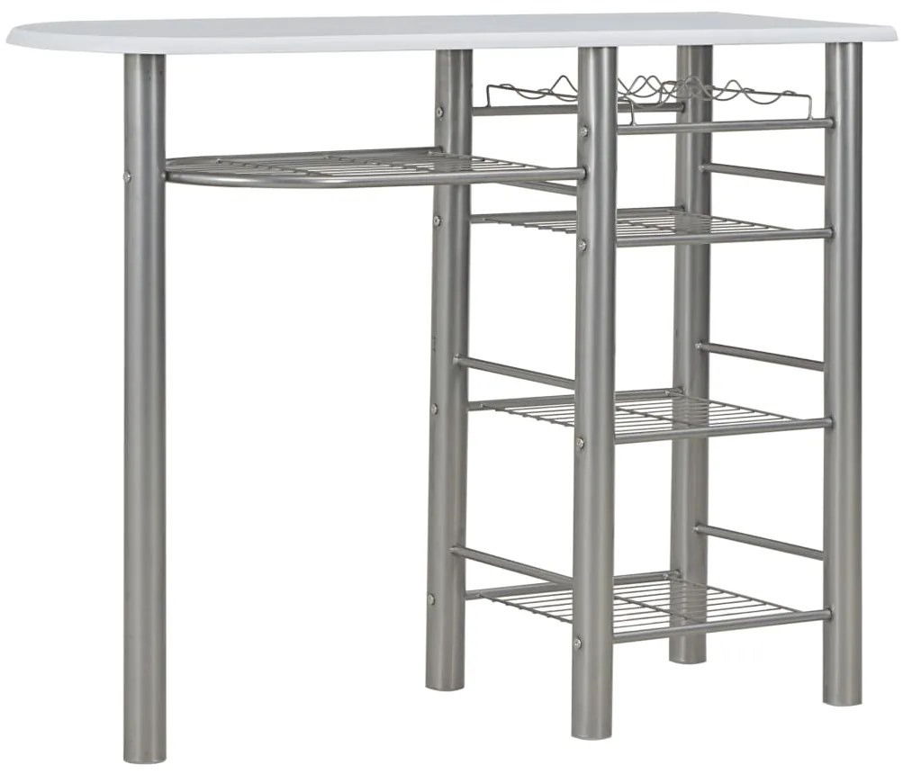 3 pcs conjunto de bar com prateleiras de madeira e aço branco