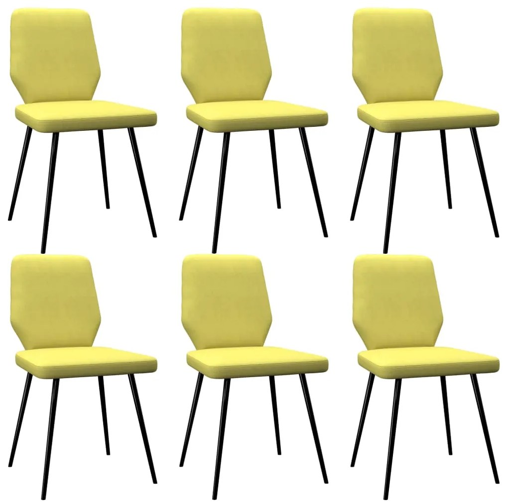 vidaXL Cadeiras de jantar 6 pcs tecido amarelo-lima