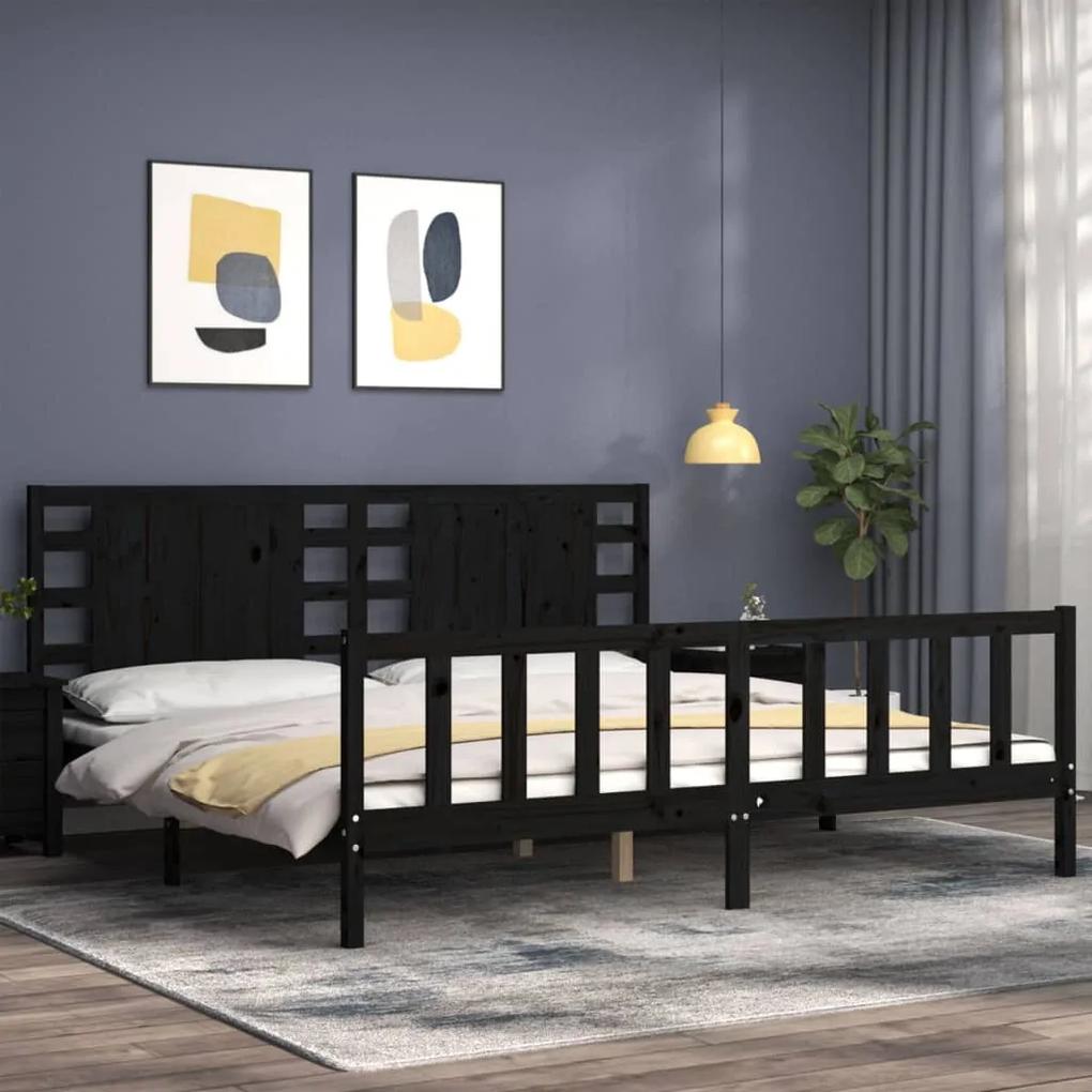 Estrutura cama Super King Size c/cabeceira madeira maciça preto