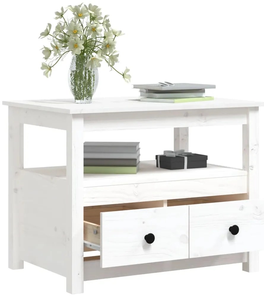 Mesa de centro 71x49x55 cm pinho maciço branco