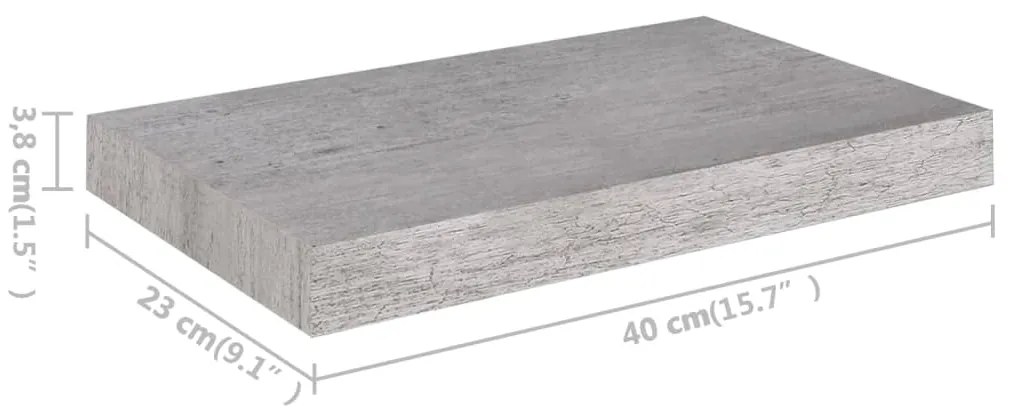 Prateleiras de parede 2 pcs 40x23x3,8 cm MDF cinzento-cimento