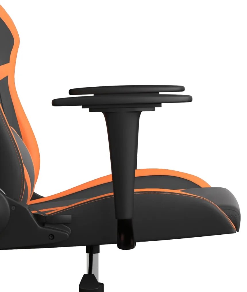 Cadeira gaming massagens couro artificial preto e laranja