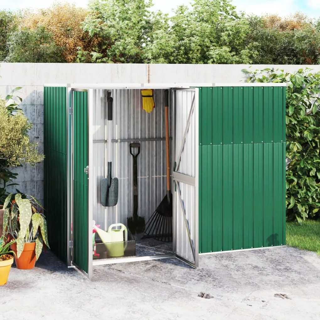 316213 vidaXL Abrigo p/ ferramentas jardim 225x89x161cm aço galvanizado verde