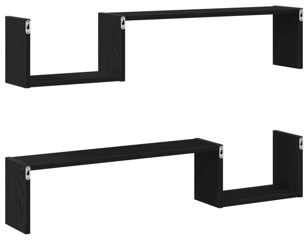 Prateleira de Parede vidaXL 2 pcs Carvalho Preto 100x15x70 cm Madeira