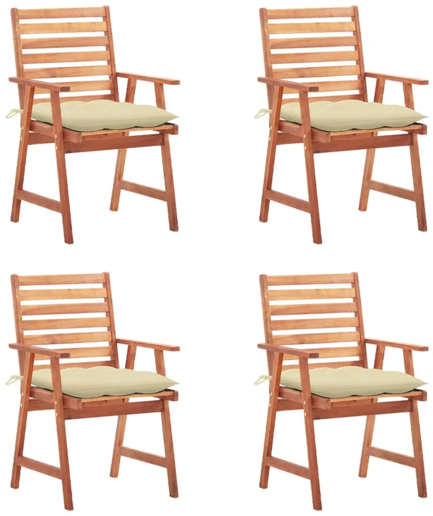 Cadeiras de jantar p/ jardim 4 pcs c/ almofadões acácia maciça