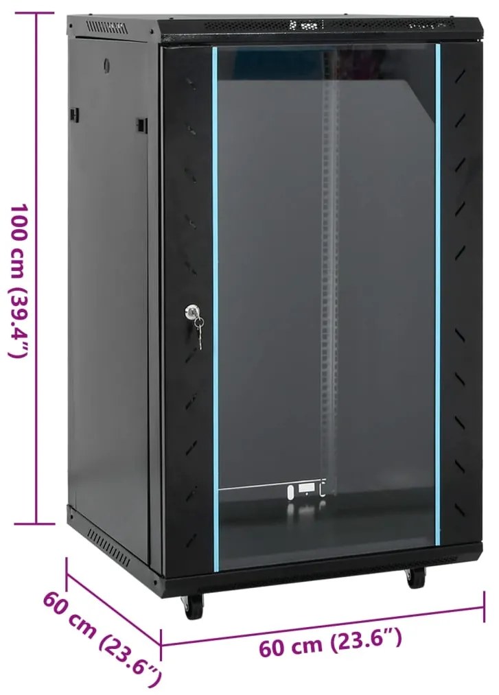 Armário bastidor 18U c/ pés giratórios 19" IP20 60x60x100 cm