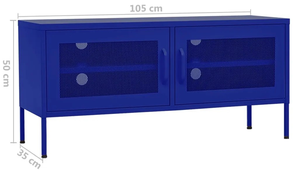 Móvel de TV aço 105x35x50 cm azul-marinho