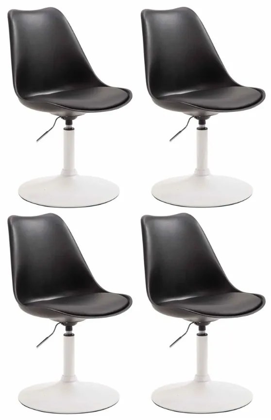 Conjunto de 4 cadeiras de sala de jantar Maverick em plástico com estrutura branca 76-81 x 48 x 57 cm Preto