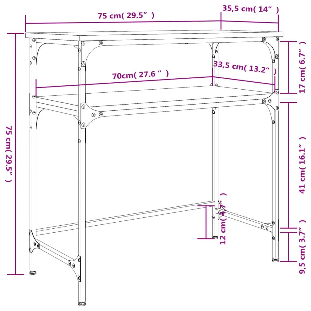 Consola de Entrada Breanna - 75x35,5x75 cm - Com 2 Prateleiras - Cor C