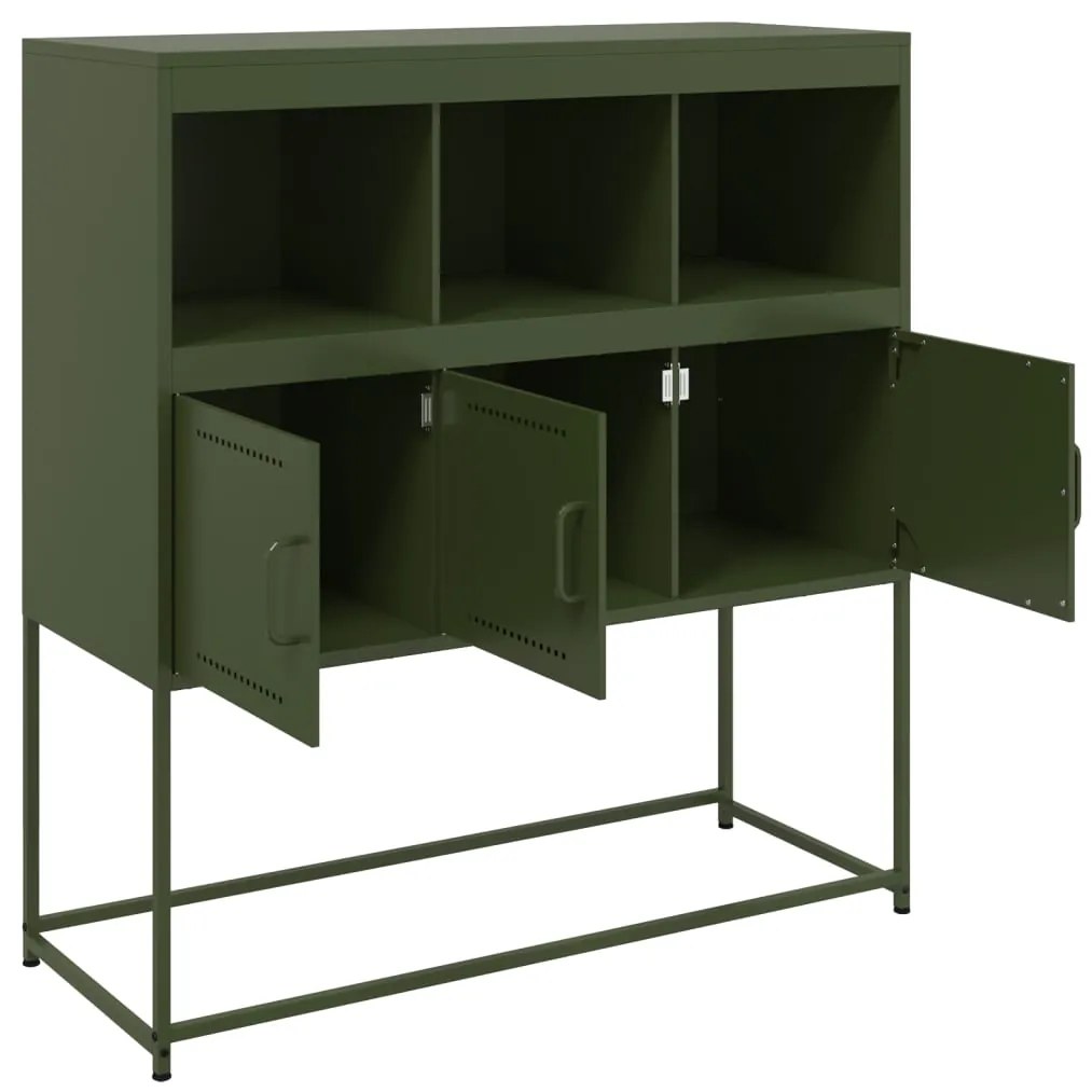 Aparador 100,5x39x107 cm aço verde-azeitona
