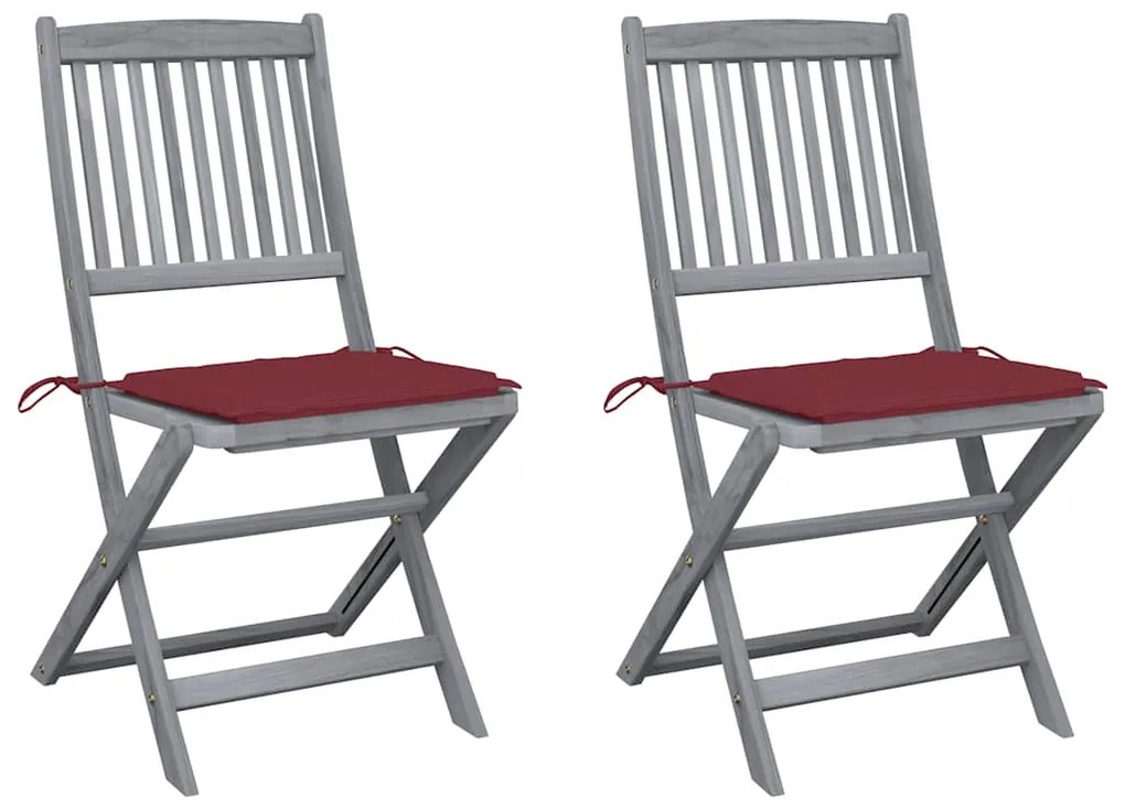 vidaXL Cadeiras exterior dobráveis c/ almofadões 2 pcs acácia maciça