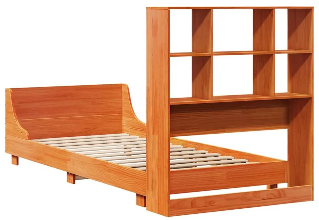 Cama sem colchão 90x200 cm pinho maciço castanho-mel