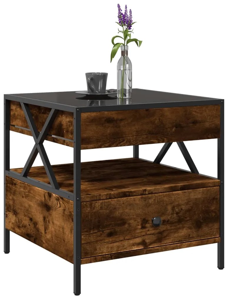 Mesa de centro luzes LED Infinity 50x50x51 cm carvalho fumado