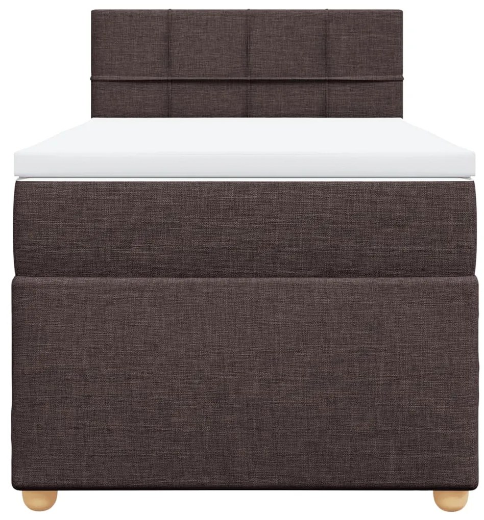 Cama com molas/colchão 100x200 cm tecido castanho-escuro
