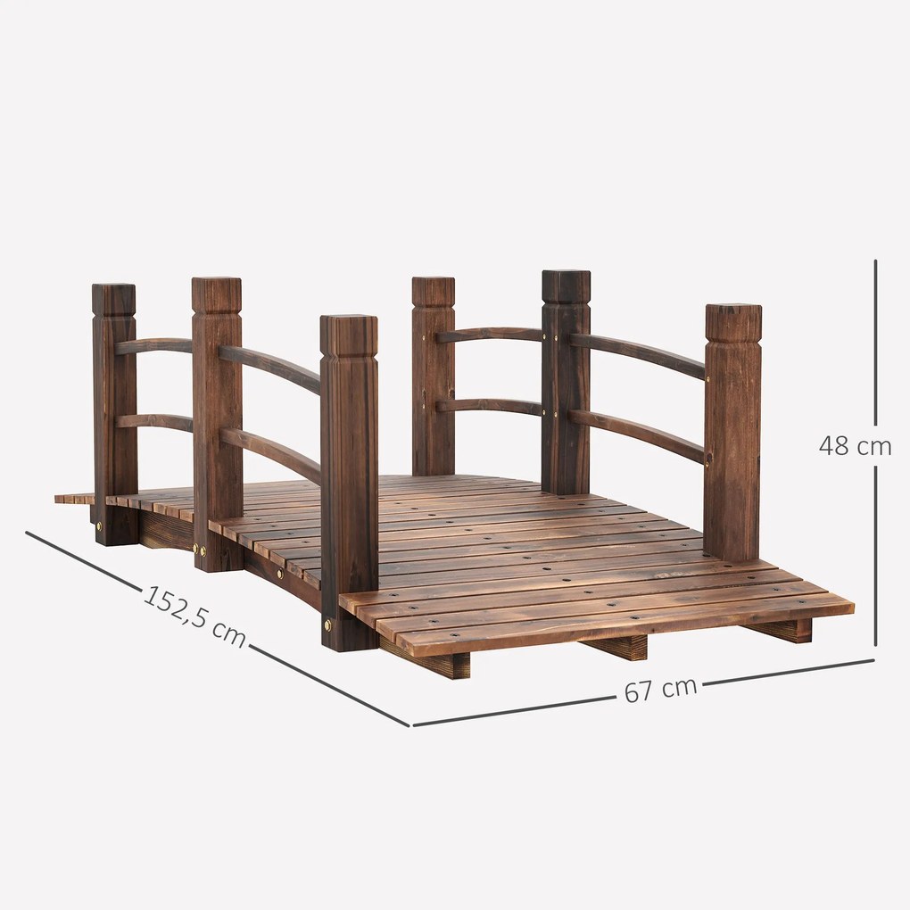 Ponte de Jardim de Madeira com Corrimão Ponte para Lago 181 kg Ponte D