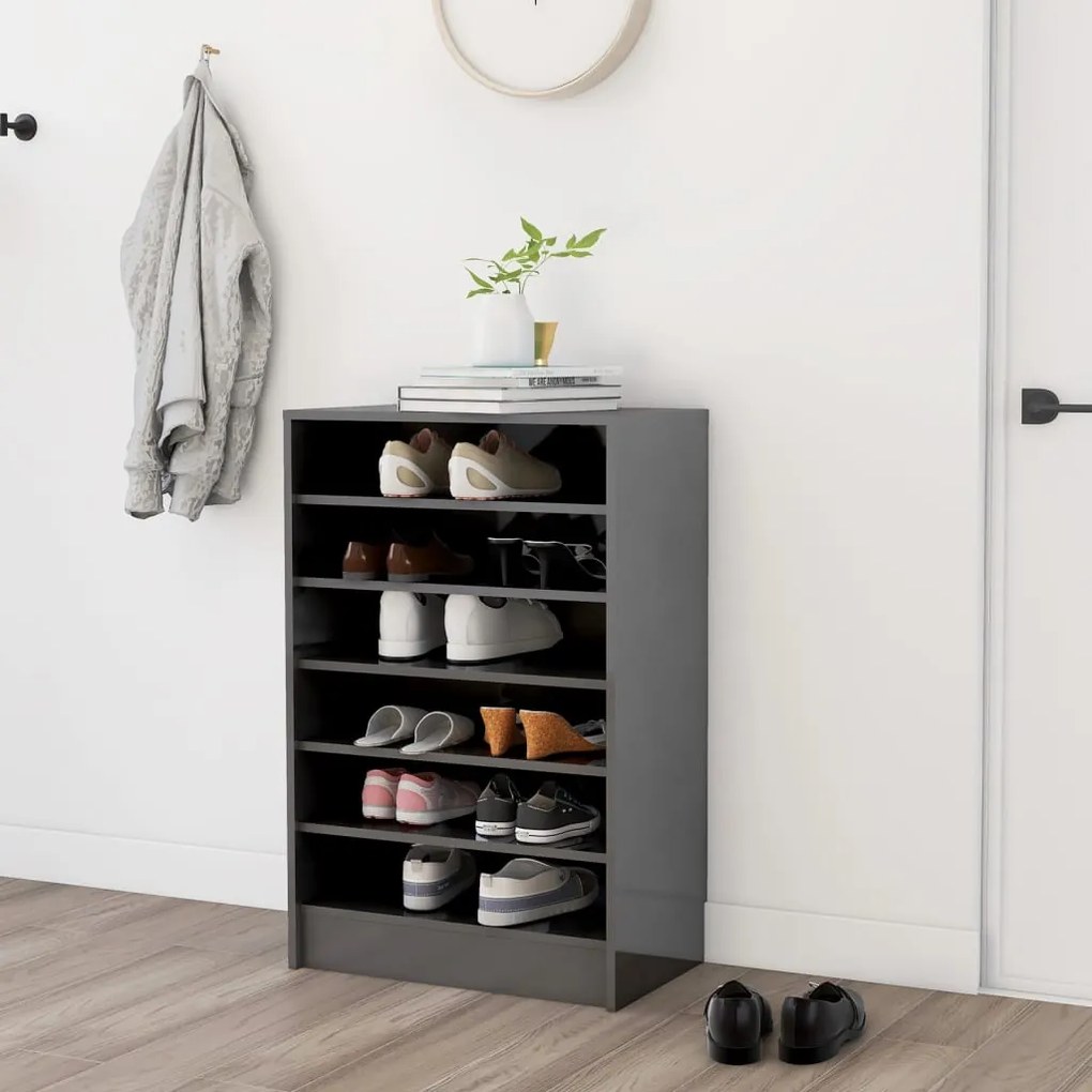808953 vidaXL Armário p/ sapatos 60x35x92 cm contraplacado cinzento brilhante