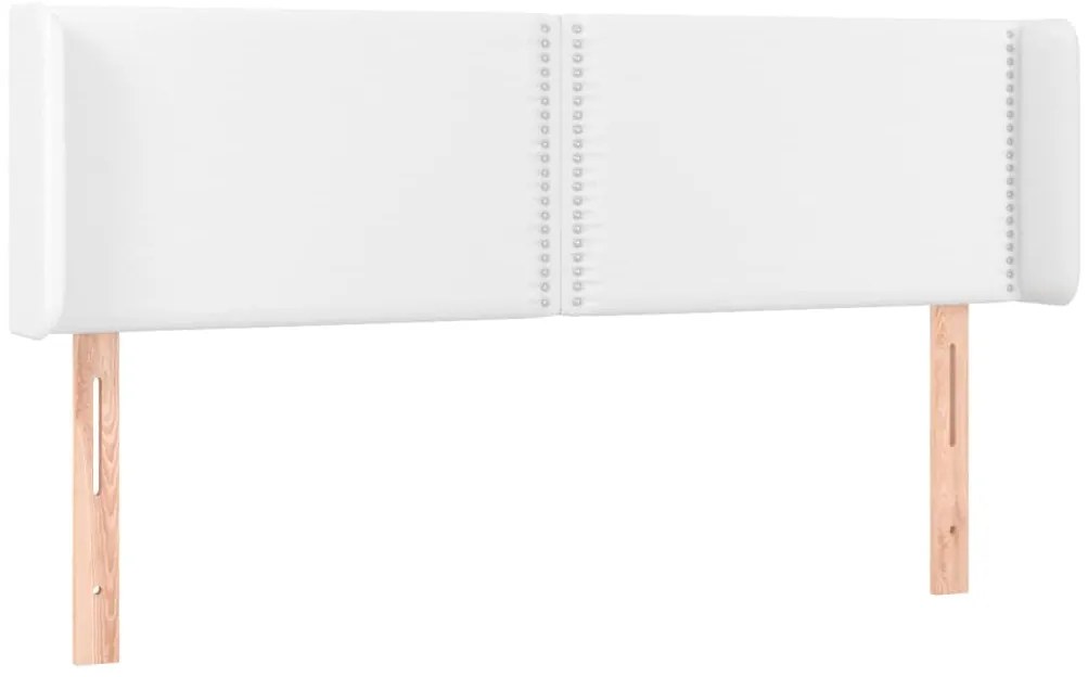 Cabeceira de cama c/ LED couro artificial 147x16x78/88cm branco