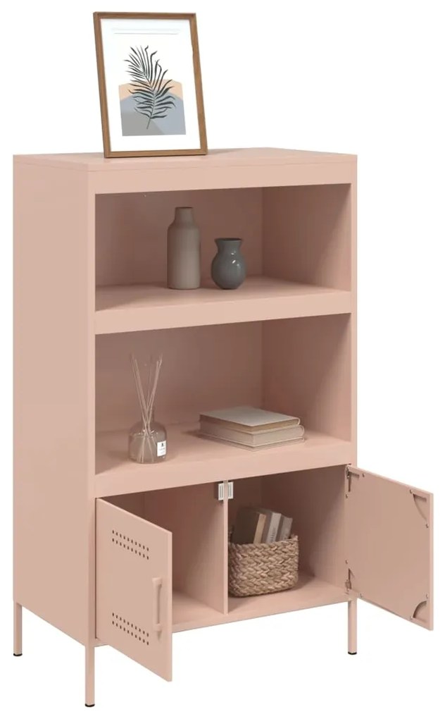 Aparador alto 68x39x113 cm aço rosa