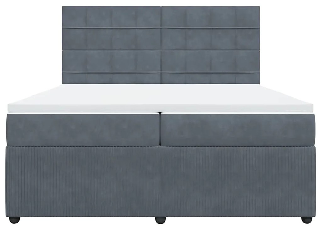 Cama com molas/colchão 200x200 cm veludo cinzento-escuro