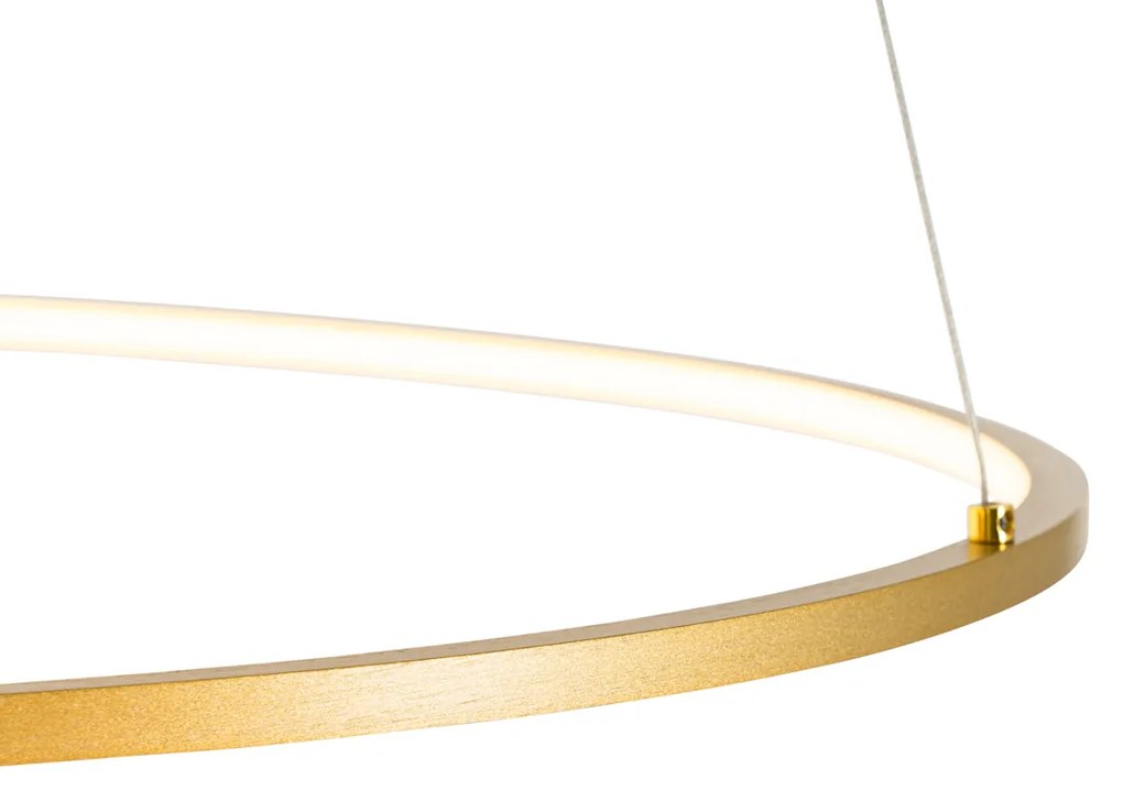 Candeeiro de suspensão design dourado 72 cm com LED regulável em 3 níveis - Rowan Design