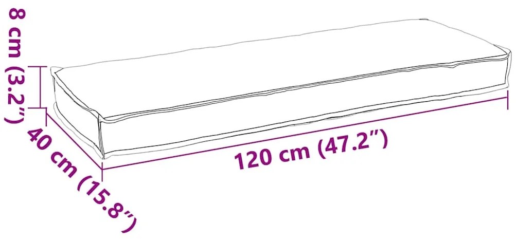 Almofada de Palete para Banco Cinza 120 x 40 x 8 cm em Tecido Oxford