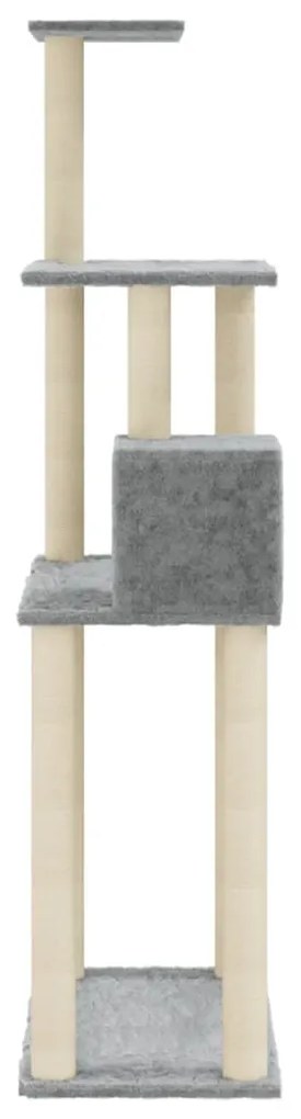Árvore p/ gatos c/ postes arranhadores sisal 147cm cinza-claro