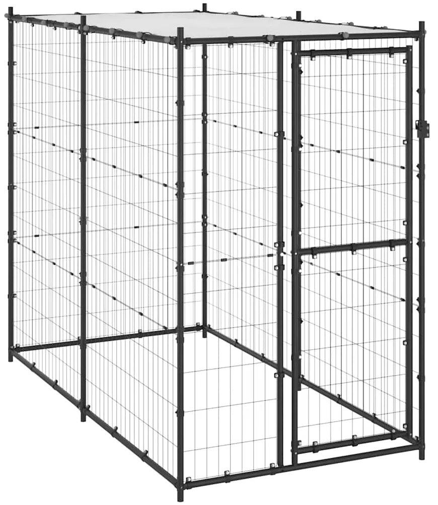 Canil de exterior com telhado 110x220x180 cm aço