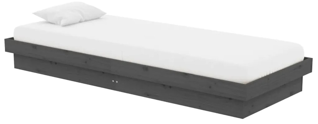 Estrutura cama pequena solteiro 75x190 cm madeira maciça cinza