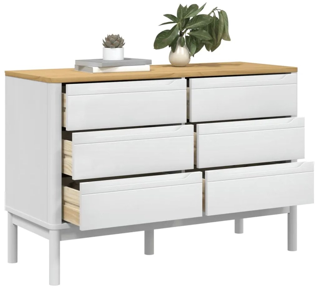 Cómoda FLORO madeira de pinho maciça branco