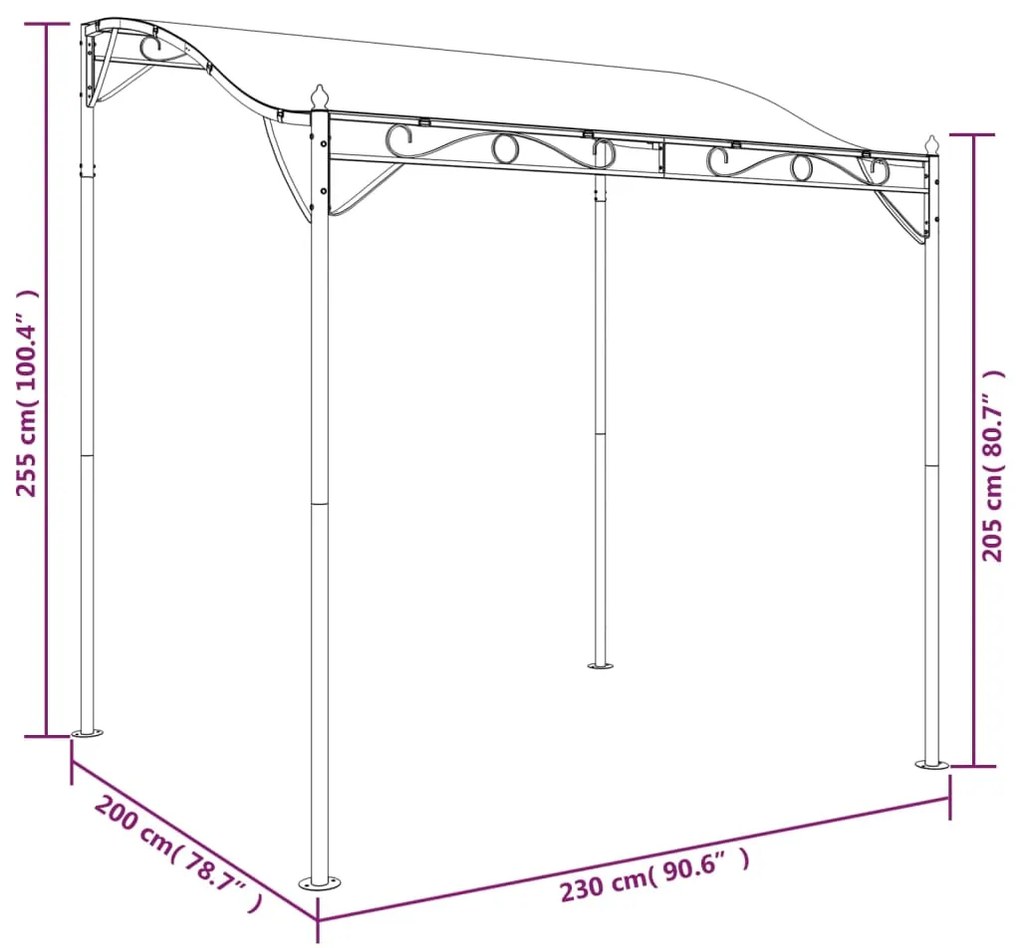 Toldo 2x2,3 m 180 g/m² tecido e aço antracite