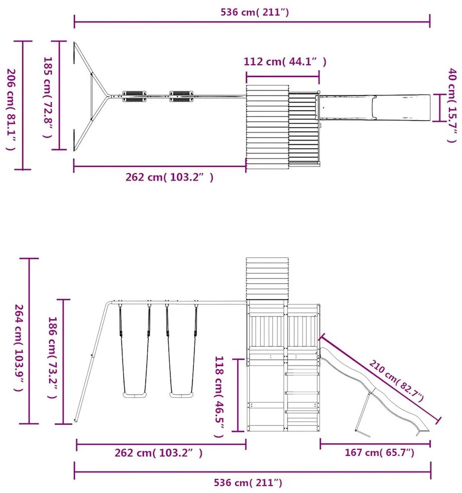 Conjunto de brincar para exterior madeira de pinho impregnada