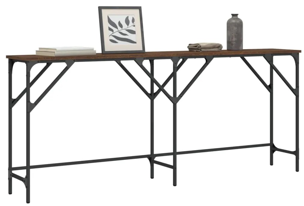 vidaXL Mesa consola 180x29x75 cm derivados madeira carvalho castanho